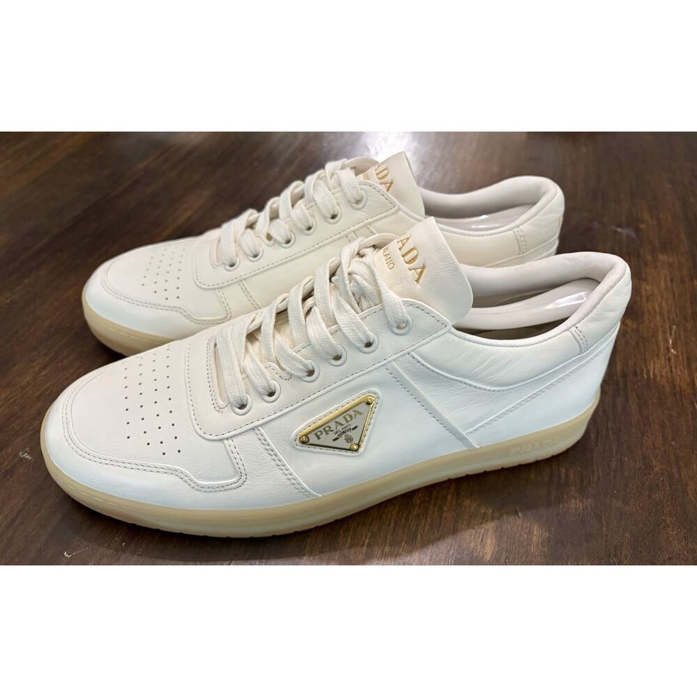 PRADA downtown ivory Men's White Leather Low Top Sneakers 2EE364 $1,170 9 / 43